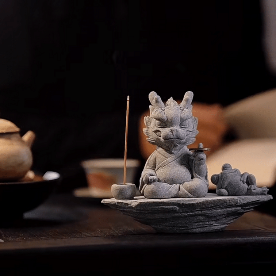 meditating dragon tea pet